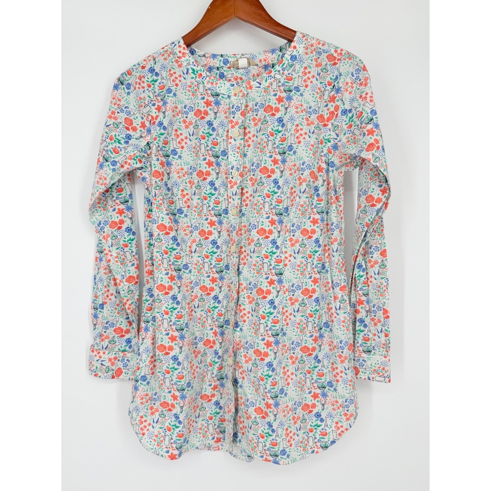 Duluth Trading Co Women Button Down Shirt XS Floral Gardening Workwear Whismical